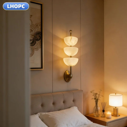 All-copper Marble Wall Lamp, Nordic Modern Luxury, Living Room And Bedroom Bedside, French-style Living Room Background Wall, Le