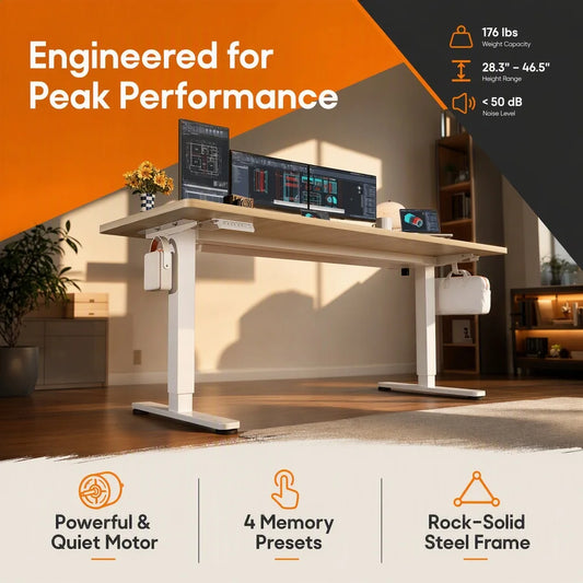 Height Adjustable Electric Standing Desk, 71 X 30 Inches Sit Stand up Desk, Memory Computer Home Office Desk, Natural