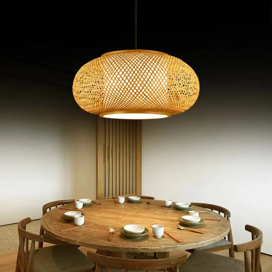Pastoral Tea Room Chandelier, Southeast Asian Restaurant, Bedroom Light, Japanese Bamboo Craft, Bamboo Woven Lantern