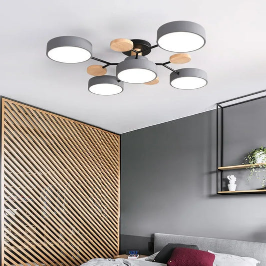 Modern Style Living Room Ceiling Chandelier Light Bedroom LED Chandelier Kitchen Bar Dining Room led Ceiling Lamp with Wood