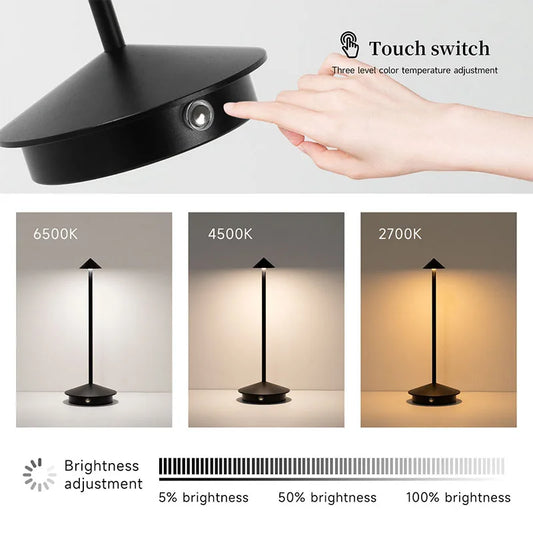 Dimmable LED Table Light 3 Color Options Rechargeable Ambient Night Lamp for Bar Counter Bedroom Bedside Home Decor Lighting