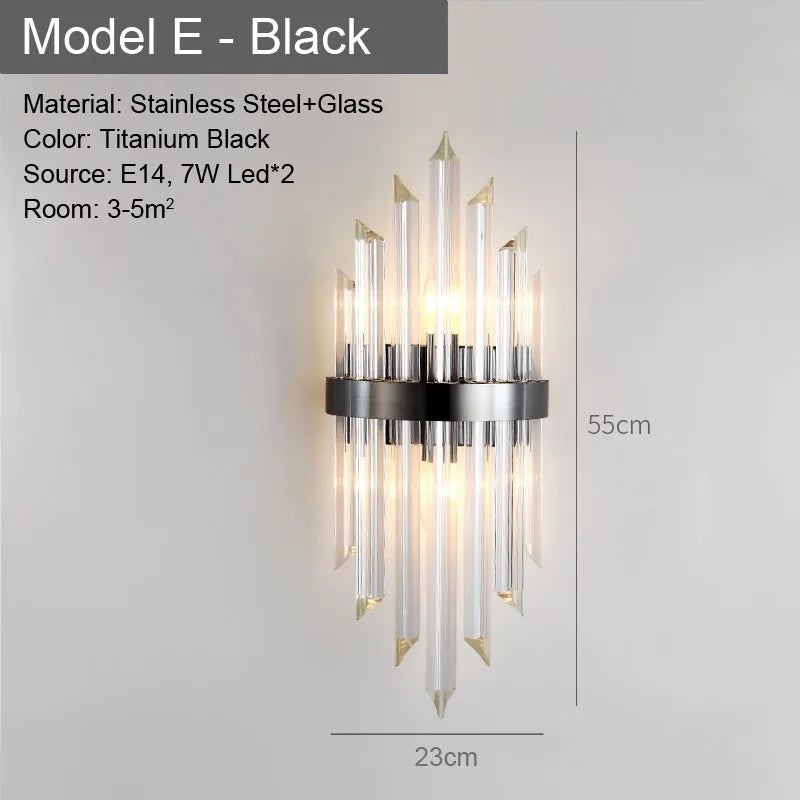 LED Glass Wall Lamp Bedside Bathroom Stairs Living Room Entrance Decoration Nordic Wall Light Indoor Lighting E14
