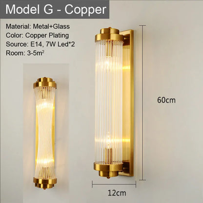 LED Glass Wall Lamp Bedside Bathroom Stairs Living Room Entrance Decoration Nordic Wall Light Indoor Lighting E14