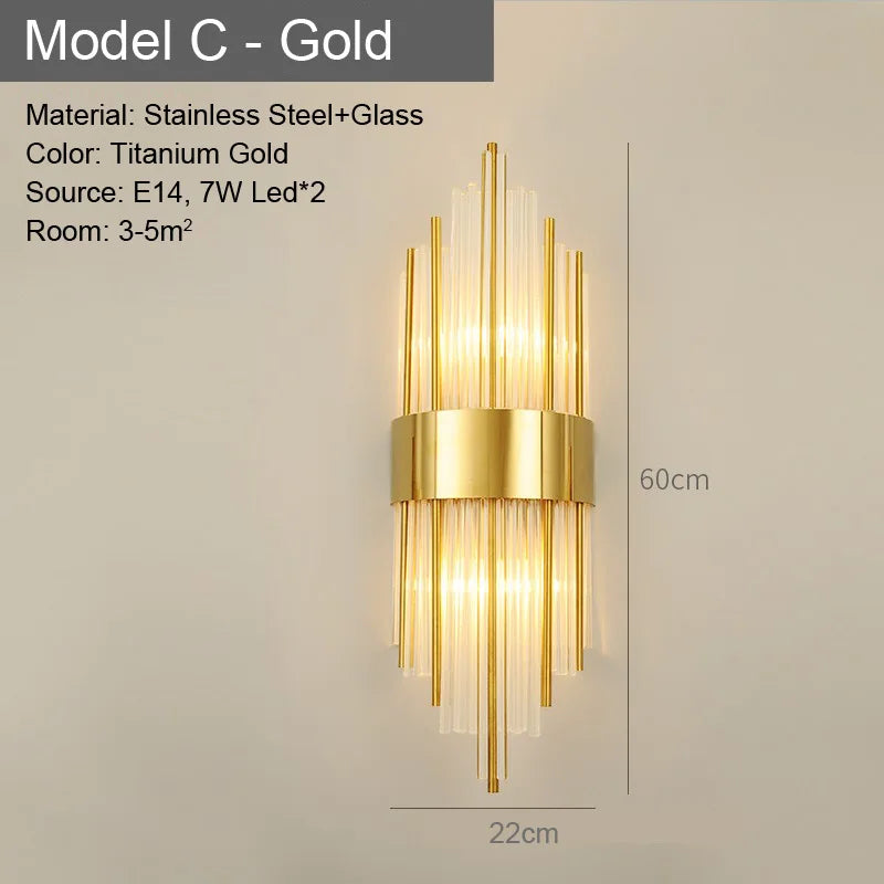 LED Glass Wall Lamp Bedside Bathroom Stairs Living Room Entrance Decoration Nordic Wall Light Indoor Lighting E14