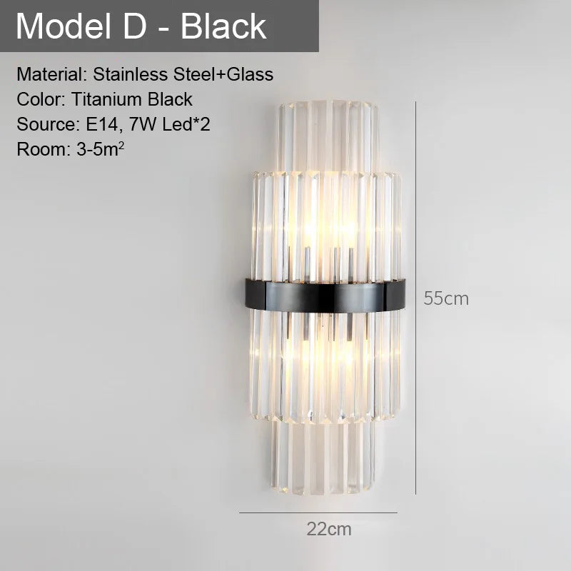 LED Glass Wall Lamp Bedside Bathroom Stairs Living Room Entrance Decoration Nordic Wall Light Indoor Lighting E14