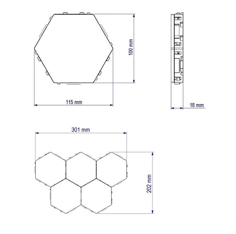 Hexagonal Touch Switch LED Wall Lamp Splicable Smart Home Bedroom Lamp AC 110 220V Quantum Night Light for Living Room Bedroom