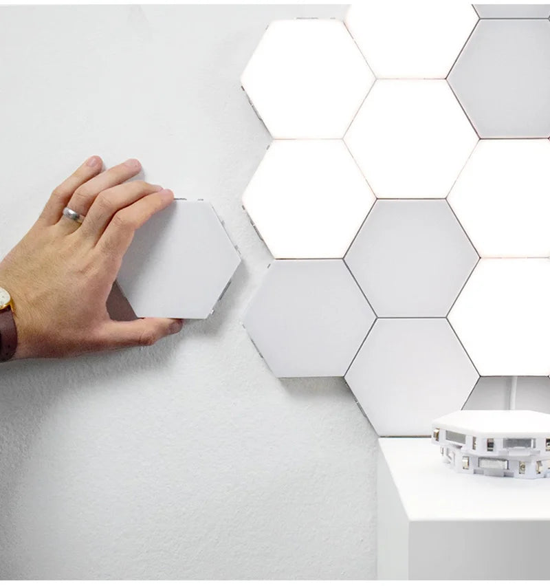 Hexagonal Touch Switch LED Wall Lamp Splicable Smart Home Bedroom Lamp AC 110 220V Quantum Night Light for Living Room Bedroom