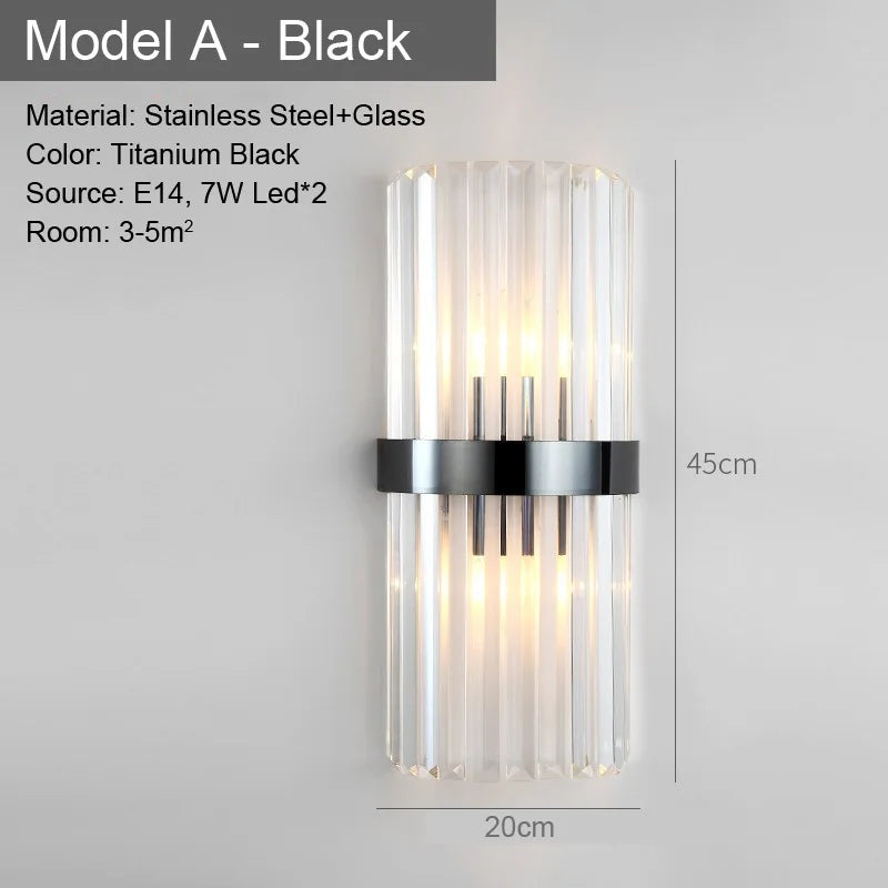 LED Glass Wall Lamp Bedside Bathroom Stairs Living Room Entrance Decoration Nordic Wall Light Indoor Lighting E14