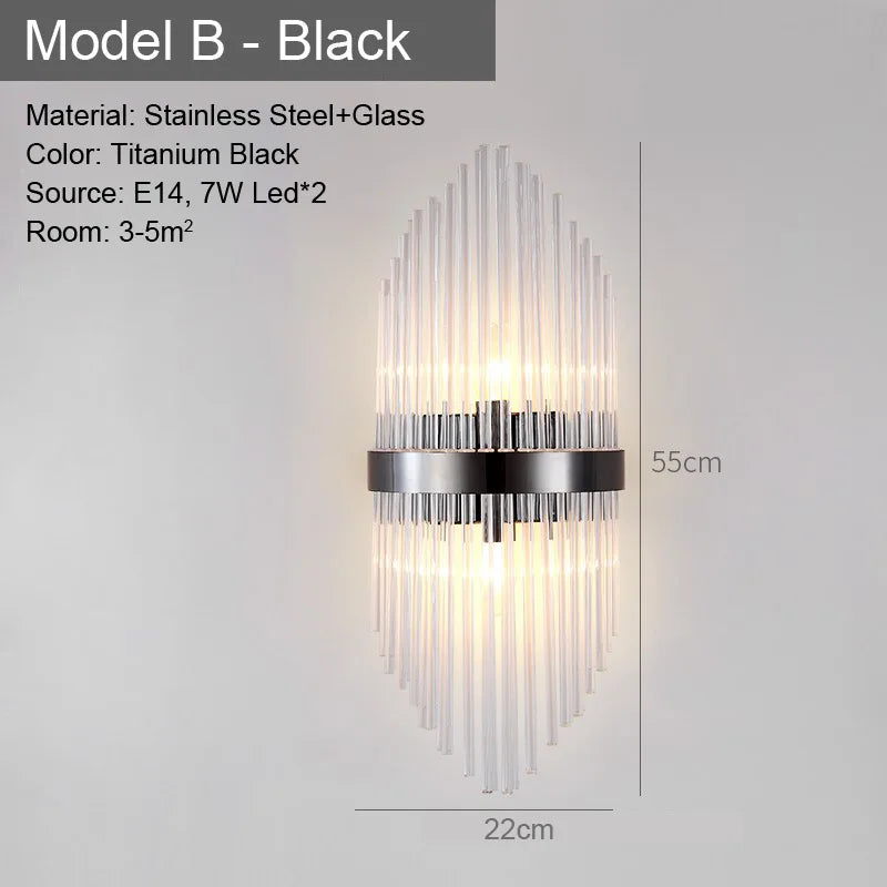 LED Glass Wall Lamp Bedside Bathroom Stairs Living Room Entrance Decoration Nordic Wall Light Indoor Lighting E14