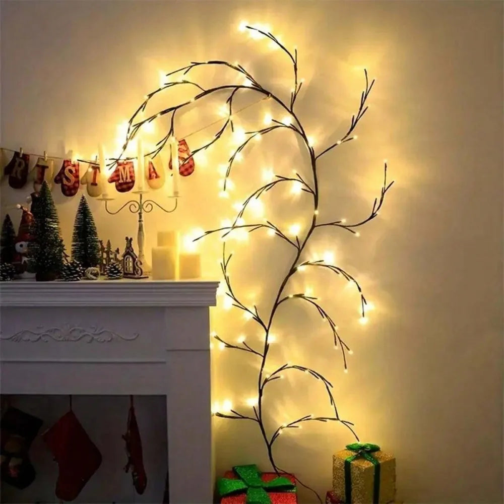 1PC 144/96/72LED USB Powered Willow Vine Light, Bendable Branch Design, 8 Lighting Modes, Used for Bedroom Wedding Holiday Decor