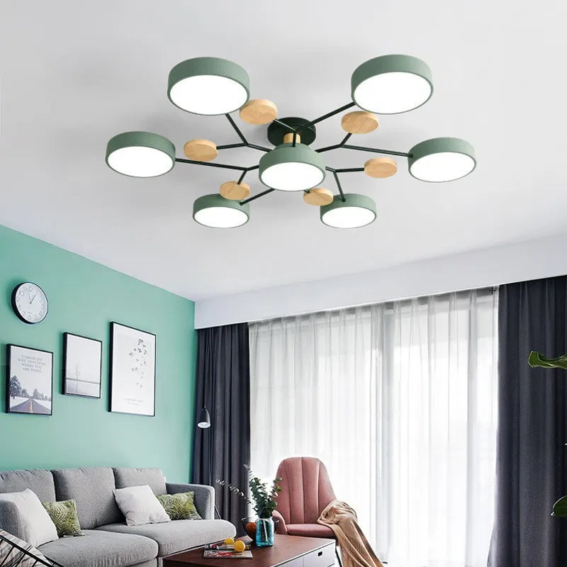 Modern Style Living Room Ceiling Chandelier Light Bedroom LED Chandelier Kitchen Bar Dining Room led Ceiling Lamp with Wood