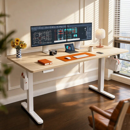 Height Adjustable Electric Standing Desk, 71 X 30 Inches Sit Stand up Desk, Memory Computer Home Office Desk, Natural