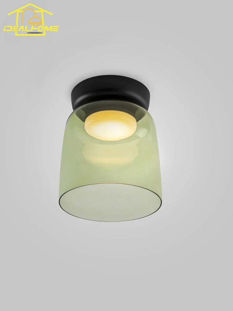 Designer Atmosphere Amber/Gray/Green Glass Ceiling Light Modern LED Indoor Lighting Bedroom Dining Room Balcony Study Aisle Cafe