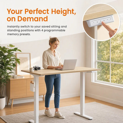 Height Adjustable Electric Standing Desk, 71 X 30 Inches Sit Stand up Desk, Memory Computer Home Office Desk, Natural