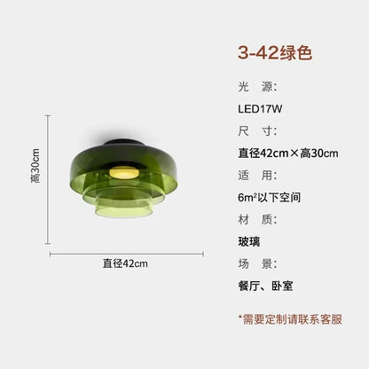 Designer Atmosphere Amber/Gray/Green Glass Ceiling Light Modern LED Indoor Lighting Bedroom Dining Room Balcony Study Aisle Cafe