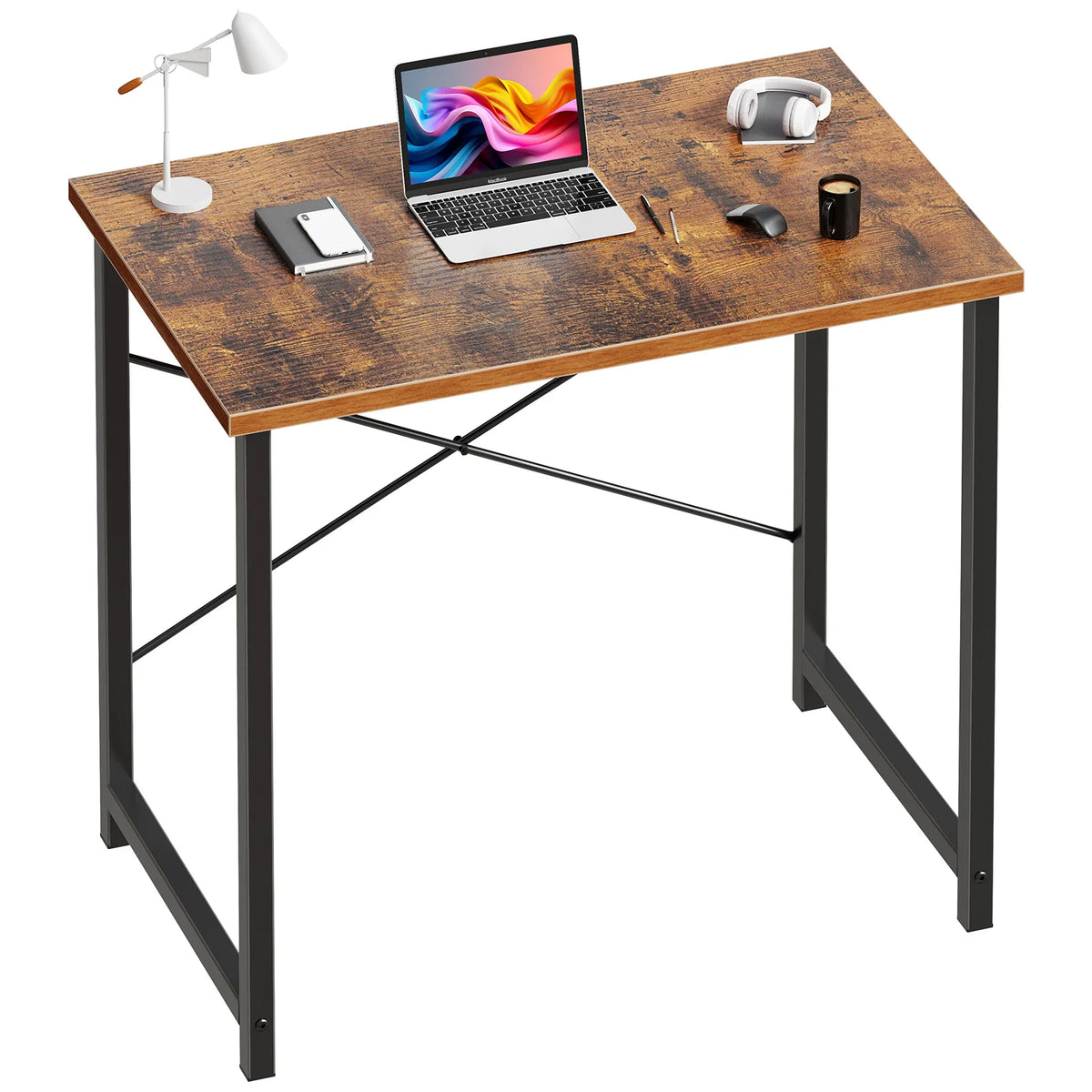 MCQ 31 Inch Standing Office Computer Desk Sturdy Metal Frame and Compact Modern Design with X-Shaped Gaming Writing Work and Study Desk for Home Office