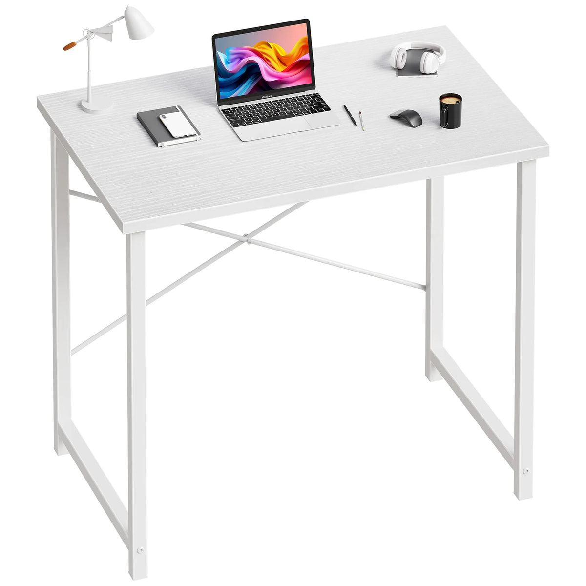 MCQ 31 Inch Standing Office Computer Desk Sturdy Metal Frame and Compact Modern Design with X-Shaped Gaming Writing Work and Study Desk for Home Office