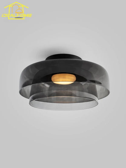 Designer Atmosphere Amber/Gray/Green Glass Ceiling Light Modern LED Indoor Lighting Bedroom Dining Room Balcony Study Aisle Cafe