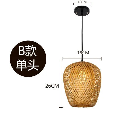 Hand-woven Chinese Style Weaving Hanging Lamps 18/19/30cm Restaurant Home Decor Lighting Fixtures Bamboo Pendant Lamp