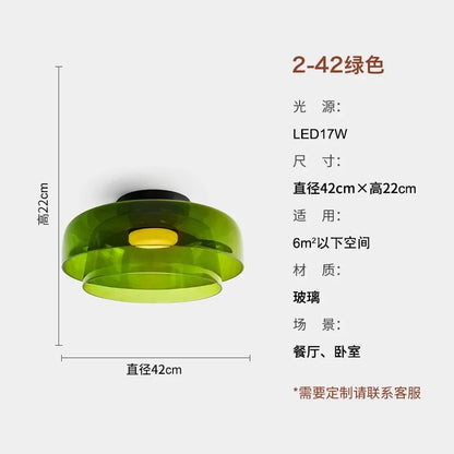 Designer Atmosphere Amber/Gray/Green Glass Ceiling Light Modern LED Indoor Lighting Bedroom Dining Room Balcony Study Aisle Cafe