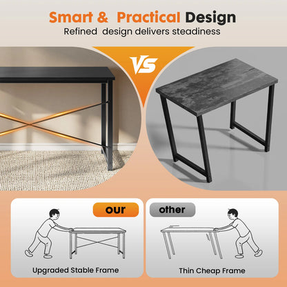 MCQ 31 Inch Standing Office Computer Desk Sturdy Metal Frame and Compact Modern Design with X-Shaped Gaming Writing Work and Study Desk for Home Office