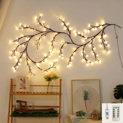 1PC 144/96/72LED USB Powered Willow Vine Light, Bendable Branch Design, 8 Lighting Modes, Used for Bedroom Wedding Holiday Decor