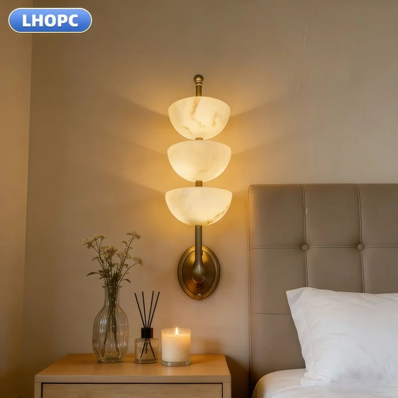 All-copper Marble Wall Lamp, Nordic Modern Luxury, Living Room And Bedroom Bedside, French-style Living Room Background Wall, Le