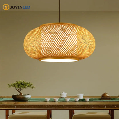 Pastoral Tea Room Chandelier, Southeast Asian Restaurant, Bedroom Light, Japanese Bamboo Craft, Bamboo Woven Lantern