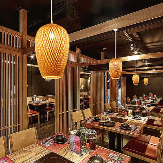Hand-woven Chinese Style Weaving Hanging Lamps 18/19/30cm Restaurant Home Decor Lighting Fixtures Bamboo Pendant Lamp