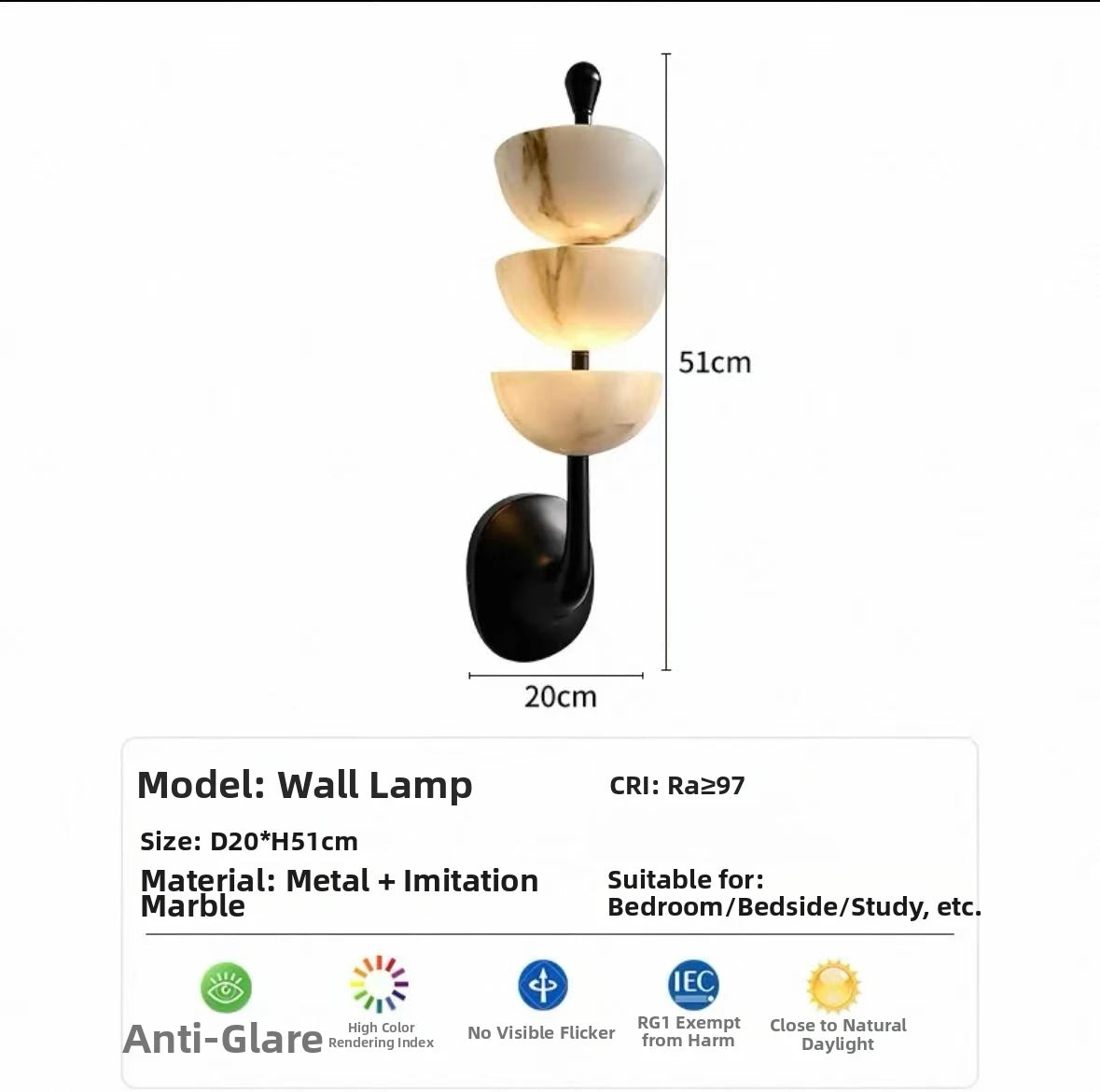 All-copper Marble Wall Lamp, Nordic Modern Luxury, Living Room And Bedroom Bedside, French-style Living Room Background Wall, Le