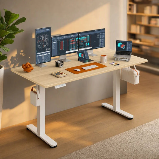 Height Adjustable Electric Standing Desk, 71 X 30 Inches Sit Stand up Desk, Memory Computer Home Office Desk, Natural