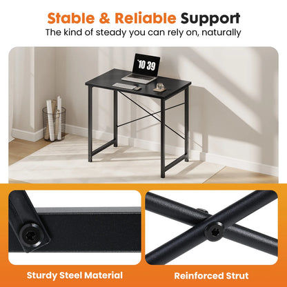 MCQ 31 Inch Standing Office Computer Desk Sturdy Metal Frame and Compact Modern Design with X-Shaped Gaming Writing Work and Study Desk for Home Office