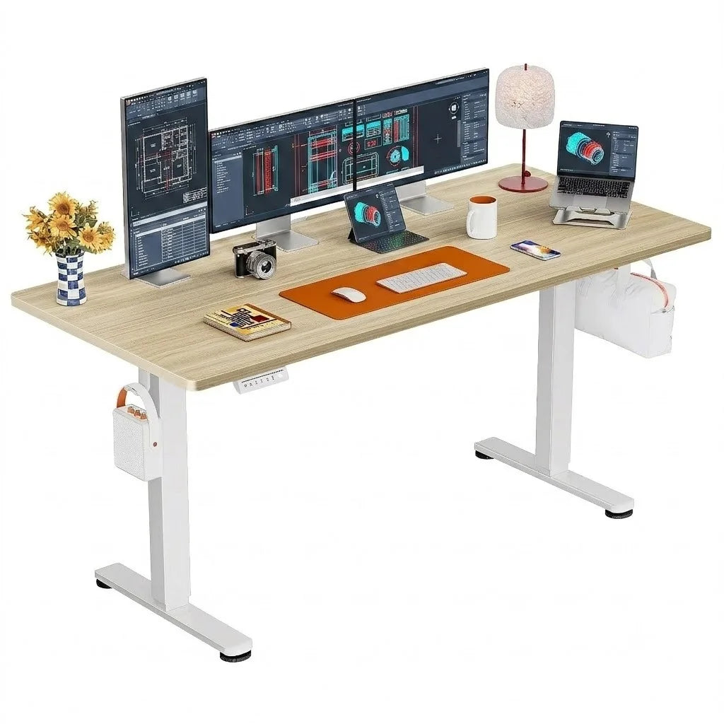 Height Adjustable Electric Standing Desk, 71 X 30 Inches Sit Stand up Desk, Memory Computer Home Office Desk, Natural
