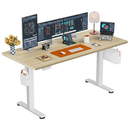 Height Adjustable Electric Standing Desk, 71 X 30 Inches Sit Stand up Desk, Memory Computer Home Office Desk, Natural