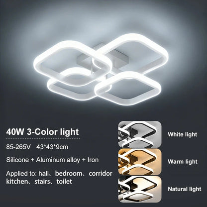 43CM Nordic LED Ceiling Lamp Square Aluminium Balck White Home Decor For Living Room Bedroom Restaurant Indoor Lighting Fixtures