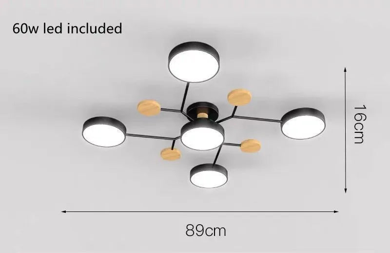 Modern Style Living Room Ceiling Chandelier Light Bedroom LED Chandelier Kitchen Bar Dining Room led Ceiling Lamp with Wood