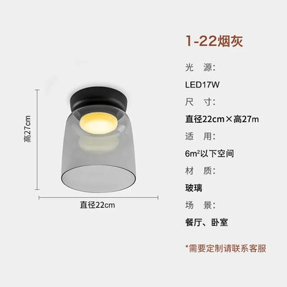 Designer Atmosphere Amber/Gray/Green Glass Ceiling Light Modern LED Indoor Lighting Bedroom Dining Room Balcony Study Aisle Cafe