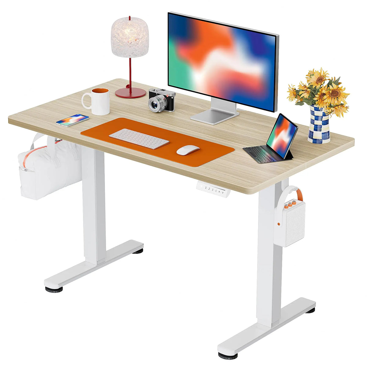 Height Adjustable Electric Standing Desk, 71 X 30 Inches Sit Stand up Desk, Memory Computer Home Office Desk, Natural
