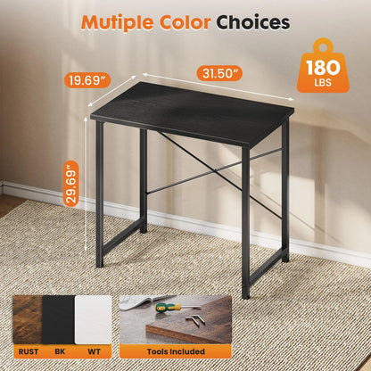 MCQ 31 Inch Standing Office Computer Desk Sturdy Metal Frame and Compact Modern Design with X-Shaped Gaming Writing Work and Study Desk for Home Office