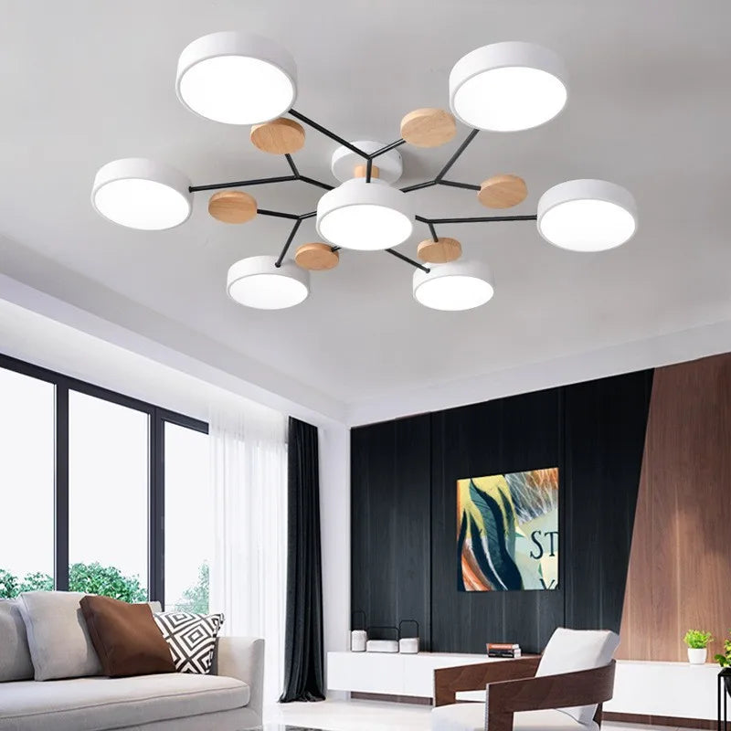 Modern Style Living Room Ceiling Chandelier Light Bedroom LED Chandelier Kitchen Bar Dining Room led Ceiling Lamp with Wood