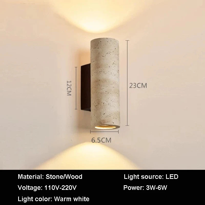 Yellow Cave Stone Wall Lamp Led Bedside Japan Bedroom Living Room Wall Light Travertine Stair Corridor Decor Sconce Fixture