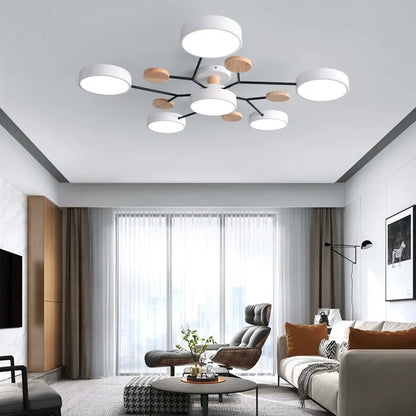 Modern Style Living Room Ceiling Chandelier Light Bedroom LED Chandelier Kitchen Bar Dining Room led Ceiling Lamp with Wood