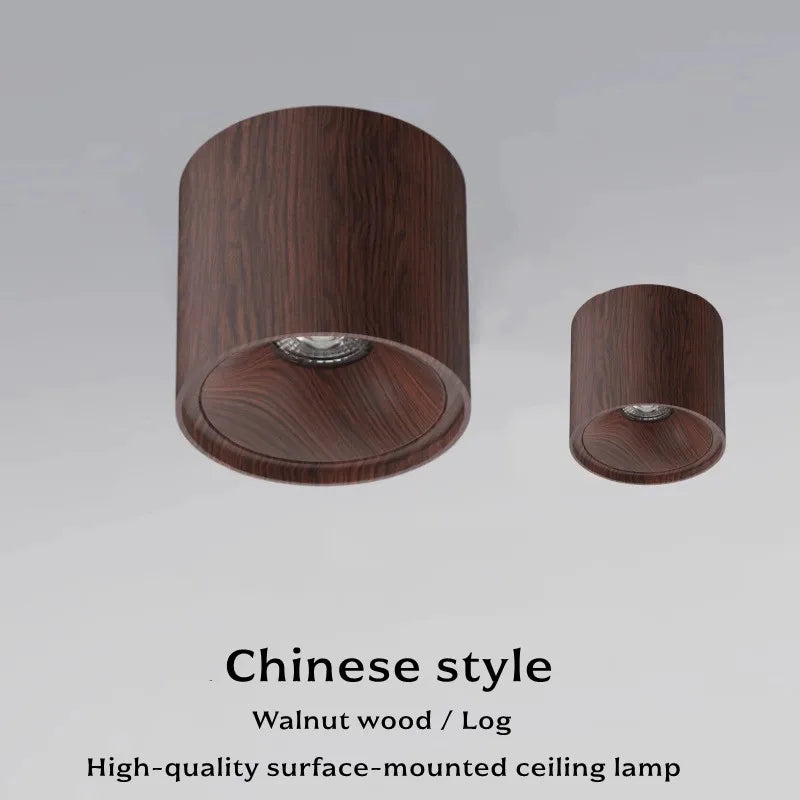 LED Ceiling Light Anti Glare Chinese Style Walnut/Japanese Wabi Sabi Style High-Quality Aluminum Living Room Bedroom 110V/220V