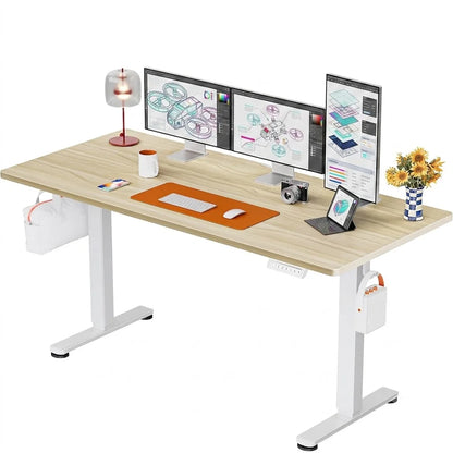Height Adjustable Electric Standing Desk, 71 X 30 Inches Sit Stand up Desk, Memory Computer Home Office Desk, Natural