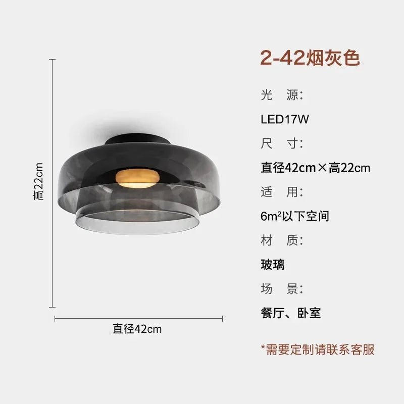 Designer Atmosphere Amber/Gray/Green Glass Ceiling Light Modern LED Indoor Lighting Bedroom Dining Room Balcony Study Aisle Cafe