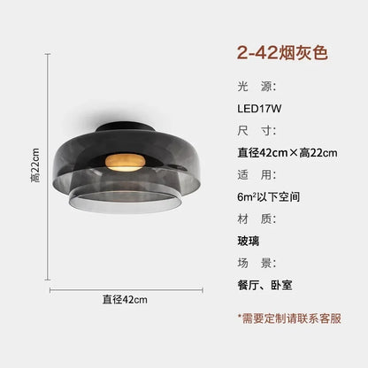 Designer Atmosphere Amber/Gray/Green Glass Ceiling Light Modern LED Indoor Lighting Bedroom Dining Room Balcony Study Aisle Cafe