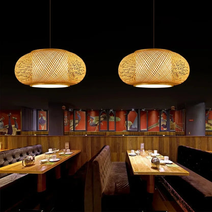 Pastoral Tea Room Chandelier, Southeast Asian Restaurant, Bedroom Light, Japanese Bamboo Craft, Bamboo Woven Lantern