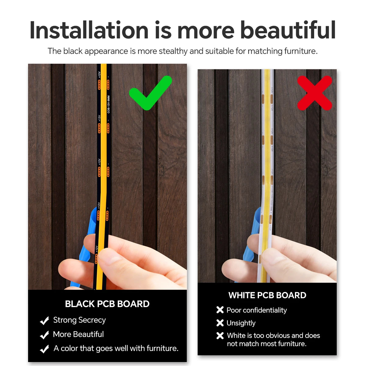 Modern Popular Acoustic Grille Panel Wall Embedded Decoration Blackboard COB LED Lights Strip Dimmable Touch Sensor Cabinet Lamp