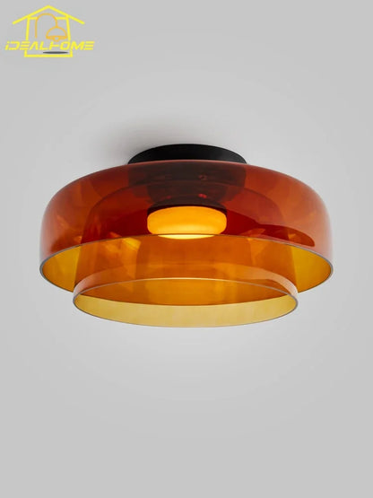 Designer Atmosphere Amber/Gray/Green Glass Ceiling Light Modern LED Indoor Lighting Bedroom Dining Room Balcony Study Aisle Cafe