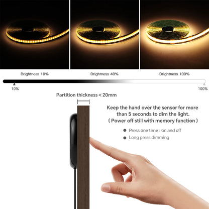 Modern Popular Acoustic Grille Panel Wall Embedded Decoration Blackboard COB LED Lights Strip Dimmable Touch Sensor Cabinet Lamp